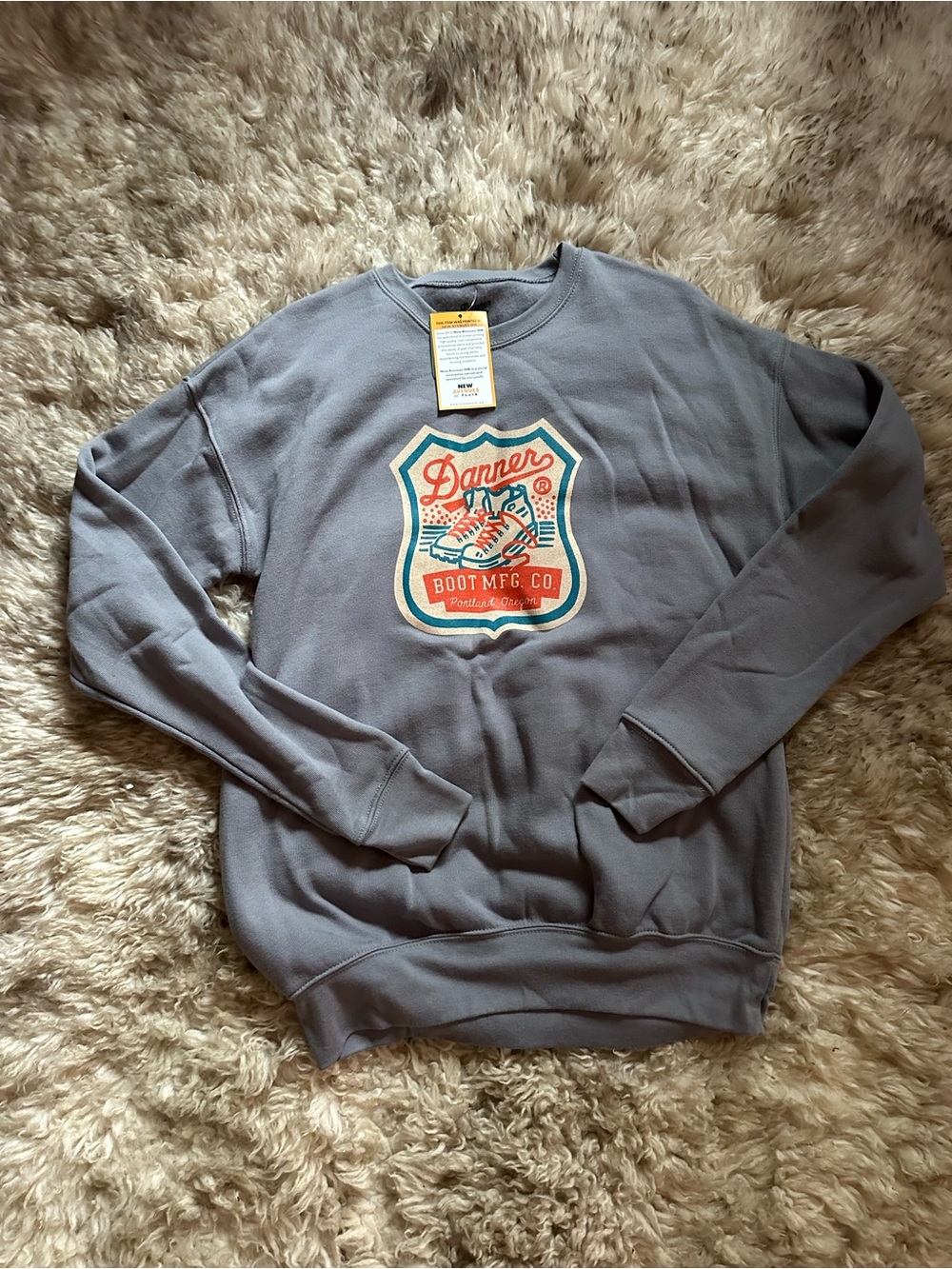 Danner Men's Slate Gray Crewneck with Multicolor Logo Patch
